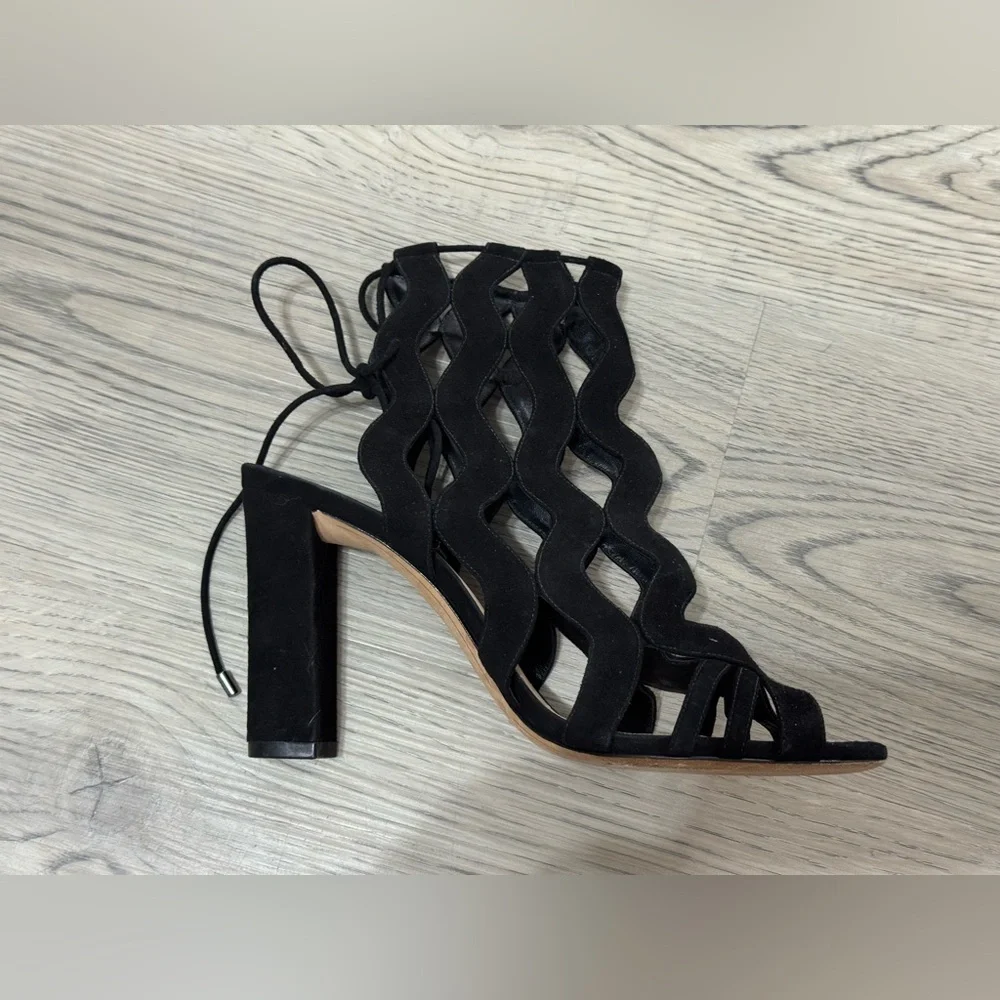 Alexandre Birman Loretta Black Suede Cutout Block Heels Size 41 /11 US $995 EUC - Picture 9 of 15